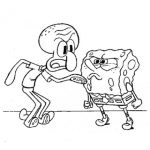Dibujo para colorear Dibujo De Bob Esponja Peleando Con Patrick Para Pintar Y Colorear