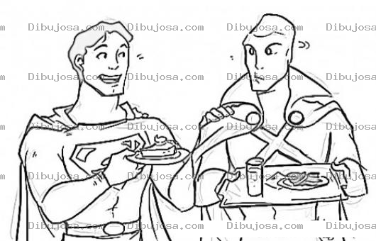 Dibujo para colorear Dibujo De Superman Con Un Pedazo De Pastel Para Pintar Y Colorear
