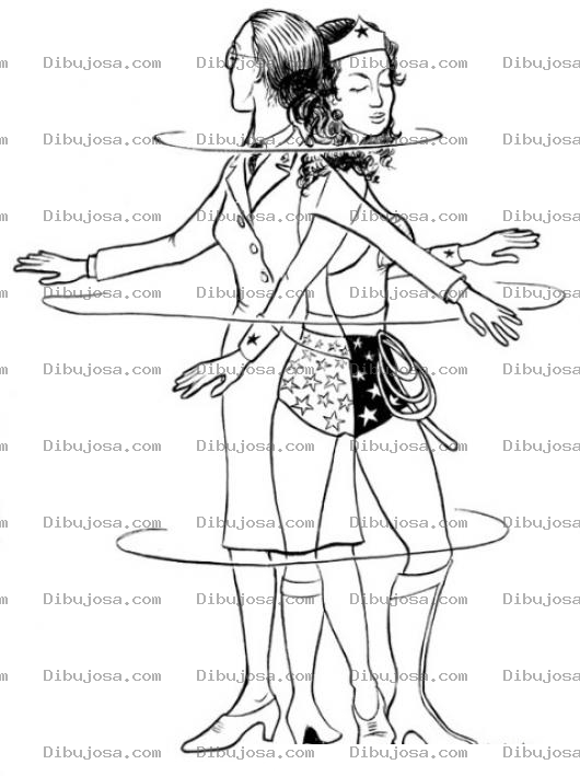 Dibujo para colorear Dibujo De La Mujer Maravilla Convirtiendose En Mujer Maravilla Para Colorear