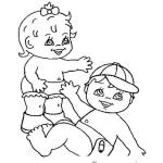 Dibujo para colorear Dibujo De Nena Y Nene Para Pintar Y Colorear