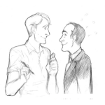 Dibujo para colorear Dibujo De Un Dibujante Con Su Jefe Para Pintar Y Colorear