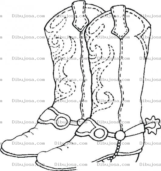 Dibujo para colorear Colorear botas de vaquero