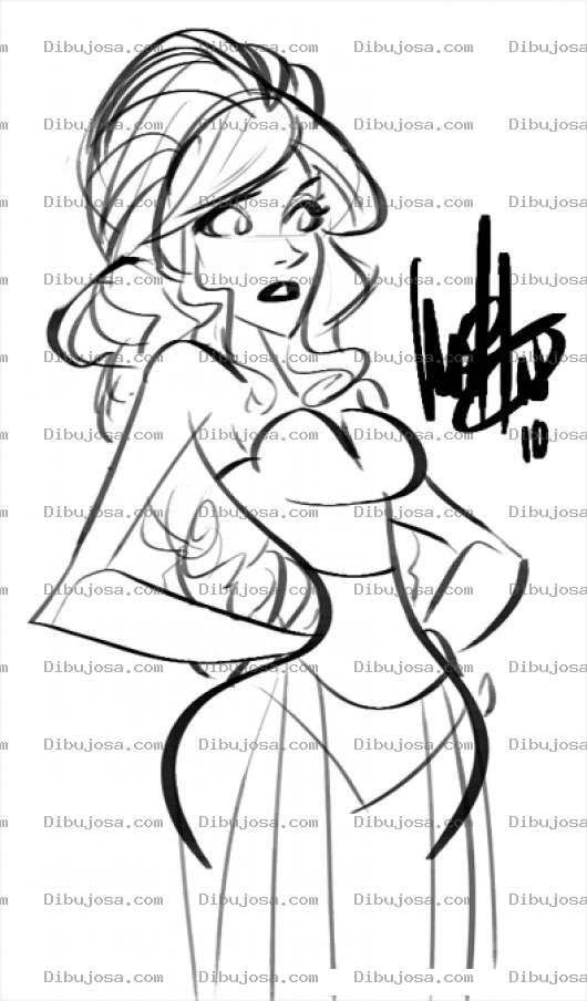 Dibujo para colorear Vestido Transparente Dibujo De Mujer Con Un Vestido Traslucido Para Pintar Y Colorear
