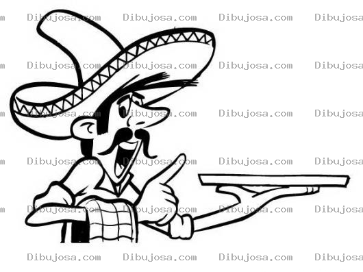 Dibujo para colorear Mesero Mexicano Para Pintar Y Colorear