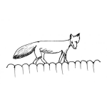 Dibujo para colorear Dibujo De Zorro Caminando Sobre Una Cerca Para Pintar Y Colorear