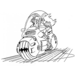 Dibujo para colorear Moto Con Techo Dibujo De Chica Manejando Una Moto Veloz Para Pintar Y Colorear Motocicleta Rosada