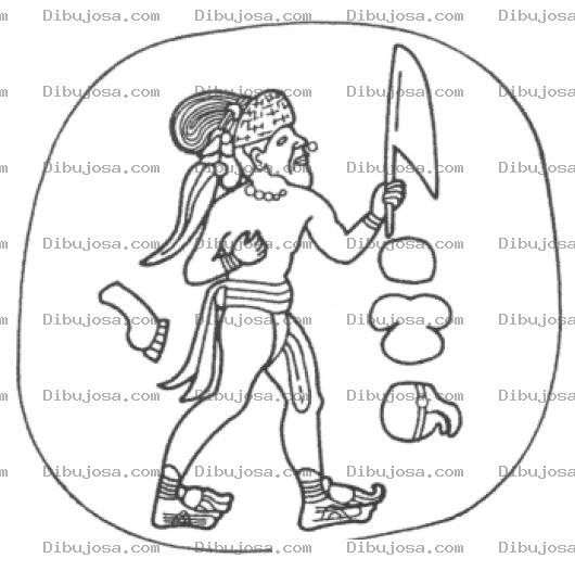 Dibujo para colorear Dibujo De Indigena Maya Con Banderin Para Pintar Y Colorear