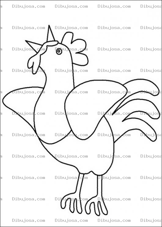 Dibujo para colorear Gallo Cantando