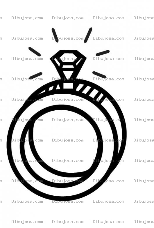 Dibujo para colorear Colorear Anillo con Diamante