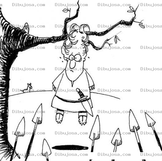 Dibujo para colorear Dibujo Biblico De Absalon Hijo De David En El Dia De Su Muerte Colgado Del Pelo En La Rama De Un Arbol Para Pintar Y Colorear