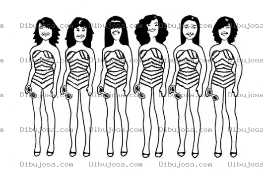 Dibujo para colorear Concurso De Belleza De Mujeres En Calzoneta Para Pintar Y Colorear