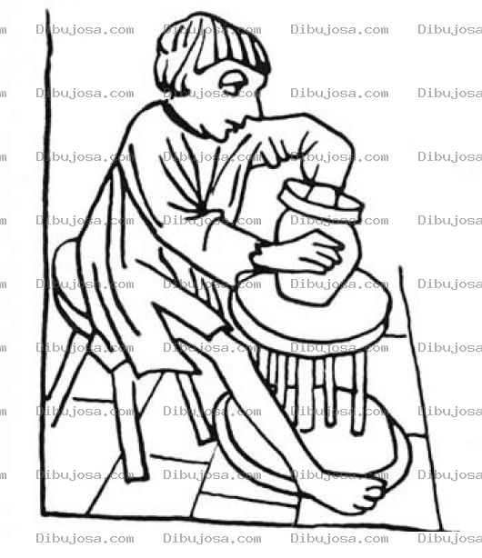Dibujo para colorear Dibujo De Artesano De Barro Moldeando Una Olla De Barro Para Pintar Y Colorear