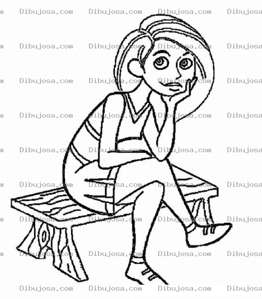 Dibujo para colorear Mujere Esperando En Una Banca Para Pintar Y Colorear