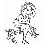 Dibujo para colorear Mujere Esperando En Una Banca Para Pintar Y Colorear