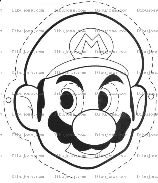 Dibujo para colorear Mascara De Mario Bros Para Pintar Y Colorear Cara De Mariobros