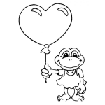 Dibujo para colorear Ranita Enamorada Dibujo De Una Rana Con Vestidito Y Con Un Globe De Corazon Para Pintar Y Colorear Globo De Amor