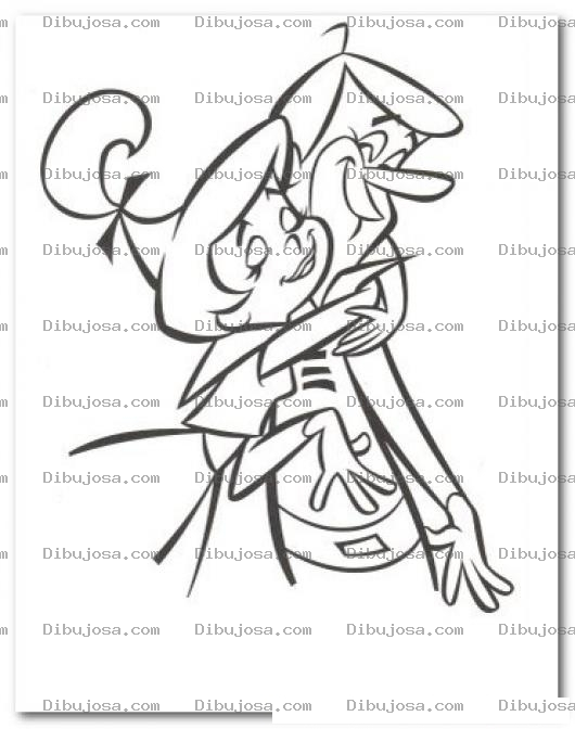 Dibujo para colorear Dibujo De Sonico Con Su Hija Judy Para Pintar Y Colorear El Abrazo De Una Hija Carinosa