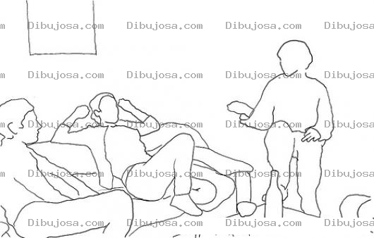 Dibujo para colorear Colorear Amigos Platicando En Una Sala