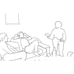 Dibujo para colorear Colorear Amigos Platicando En Una Sala