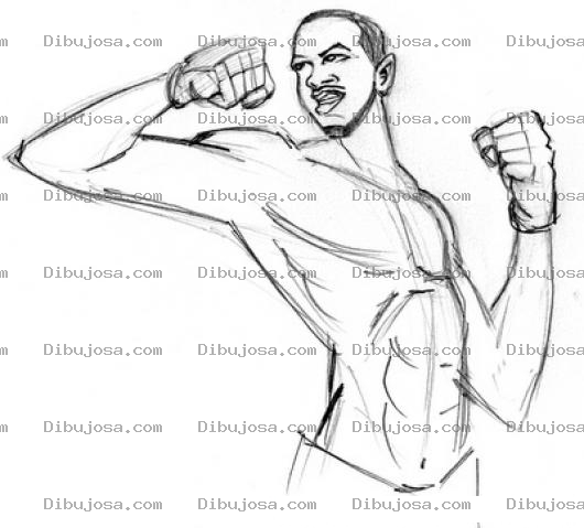 Dibujo para colorear Dibujo De Peleador Delgado Peso Mosca Para Pintar Y Colorear Luchador Flaquito