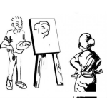 Dibujo para colorear Dibujo De Pintor Dibujando Y Retratando A Una Chinita Para Pintar Y Colorear Retratista Trabajando