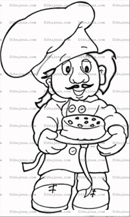 Dibujo para colorear Chef Pastelero Para Colorear