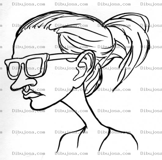 Dibujo para colorear Dibujo De Mujer Flaca Con Lentes Y El Pelo Agarrado Con Una Cola Para Pintar Y Colorear