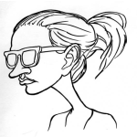 Dibujo para colorear Dibujo De Mujer Flaca Con Lentes Y El Pelo Agarrado Con Una Cola Para Pintar Y Colorear