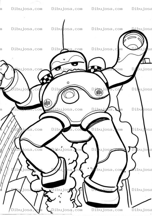 Dibujo para colorear Dibujo De Robot Volador Volando En La Ciudad Para Pintar Y Colorear