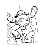 Dibujo para colorear Dibujo De Robot Volador Volando En La Ciudad Para Pintar Y Colorear
