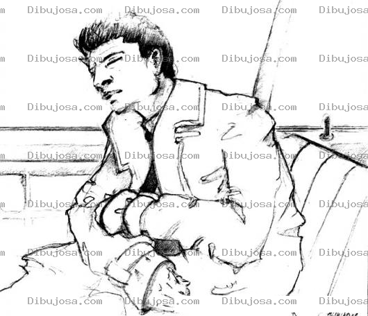Dibujo para colorear Dibujo De Hombre Durmiendo En Un Taxi Para Pintar Y Colorear