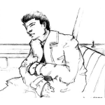 Dibujo para colorear Dibujo De Hombre Durmiendo En Un Taxi Para Pintar Y Colorear