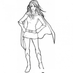 Dibujo para colorear Super Chica Con Capa Para Pintar Y Colorear