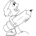 Dibujo para colorear Dibujo de un hombre con un lapiz gigante