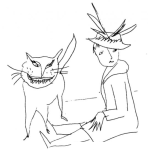 Dibujo para colorear Dibujo De Mujer Con Gato Gigante Para Pintar Y Colorear