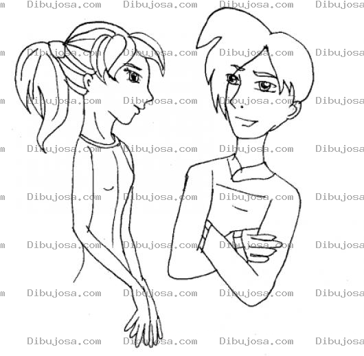 Dibujo para colorear Dibujo De Chica Y Chico Para Pintar Y Colorear