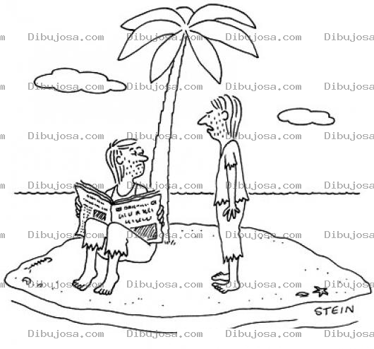 Dibujo para colorear Hombre Leyendo Las Noticias De La Prensa En Una Isla Para Pintar Y Colorear