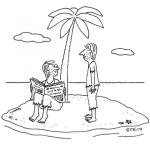 Dibujo para colorear Hombre Leyendo Las Noticias De La Prensa En Una Isla Para Pintar Y Colorear