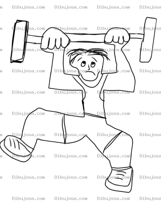 Dibujo para colorear Dibujo De Levantador De Pesa Afligido Y Pasando Penas Para Colorear