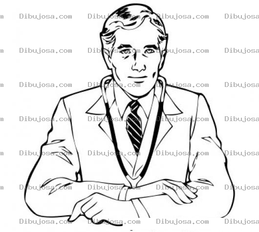 Dibujo para colorear Colorear Medico En Su Consultorio Dibujo De Un Doctor En Su Escritorio Con Estetoscopio Para Pintar Clinica Medica