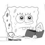 Dibujo para colorear Dibujo De Bob Esponja Con Billetera Para Colorear