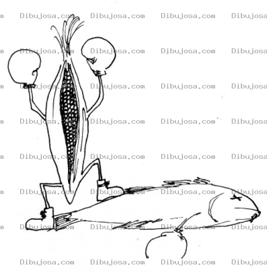 Dibujo para colorear Maiz Y Pescado Para Pintar Y Colorear Un Dibujo Donde Se Demuestra Que El Maiz Es Mejor Que El Pescado