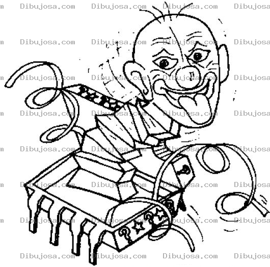 Dibujo para colorear Payaso Electronico Para Pintar Y Colorear Payasito Dentro De Un Microchip De 8 Patas