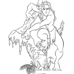 Dibujo para colorear Colorear Tarzan De Disney En Un Arbol