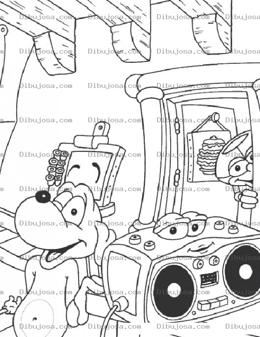 Dibujo para colorear Dibujo De Perro Con Grabadora Para Colorear