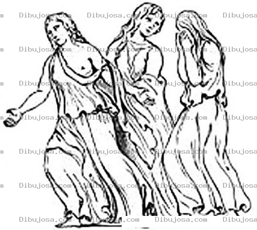 Dibujo para colorear Mujeres Estatuas Para Pintar Y Colorear 3 Estatuas De Mujeres