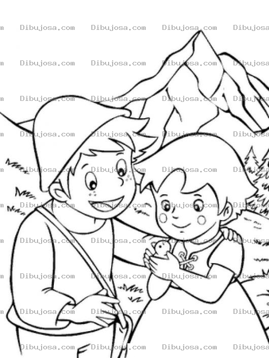 Dibujo para colorear Heidy Y Pedro Para Colorear A Pedrito Con Heidi