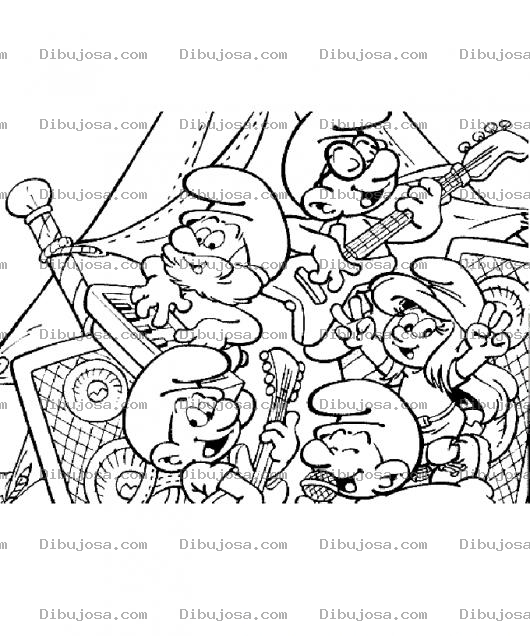 Dibujo para colorear Barco De Pitufos Enfiestados Para Pintar Y Colorear