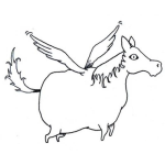 Dibujo para colorear Dibujo De Caballo Gordo Con Alas Para Colorear Caballo Volador