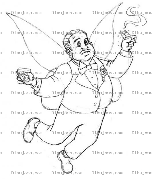 Dibujo para colorear Hombre Con Alas De Mariposa Para Colorear Viejo Gordo Manplor